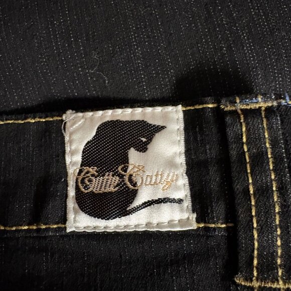 Cutie Catty Black Denim Jeans Womens Size 7 Contrast Stitching Pockets Tapered - Picture 4 of 7